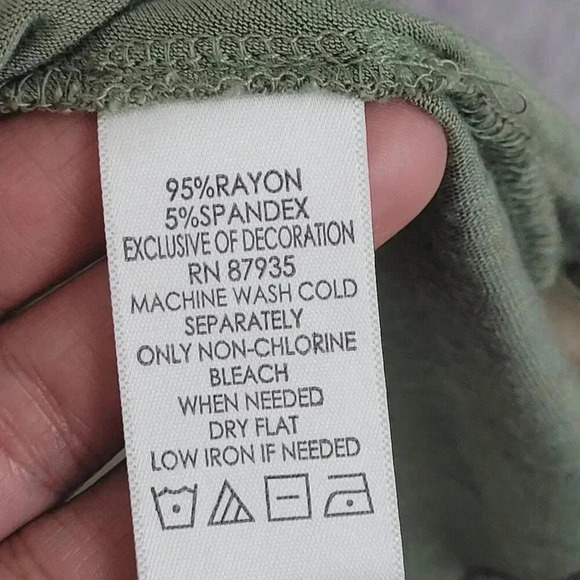 Logo Lori Goldstein Womens Green Tunic Top Lace Hem Medium Rayon/Spandex 7CT - Picture 5 of 7